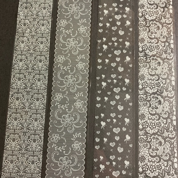 None Other - 5/$25 8 yards Nail foils white lace heart stars …